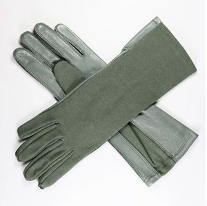 <b>Fire</b> Proof Heat Resistant Durable Pilot OEM Breathable Leather Weight Tactical Long Gauntlet Sage Green Aramid Gloves Anti-Slip - Product Image 4