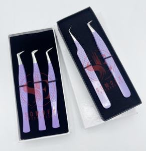 Pinzas de extensión de pestañas de acero inoxidable con etiqueta privada Aplicador de pestañas sostenible con punta de fibra plana Cosméticos de belleza - Product Image 5