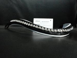 Banda de cejas con cristales dorados con cadena Halters de cuero marrón Accesorios elegantes para caballos - Product Image 2