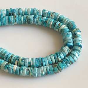 Cuentas de Piedra Natural Howlite Turquesa Lisa en Forma de Moneda Heishi para Fabricación de Joyas, Hilo GDS1737, Piedra Suelta - Product Image 2