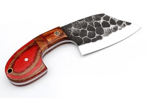 Couteau de chasse personnalisé en acier au carbone forgé à la main avec manche en bois, lame à pointe tombante, étui en cuir véritable - Product Image 5