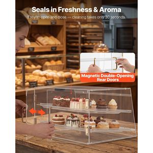 ตู้โชว์เบเกอรี่แบบตั้งโต๊ะ 2 ชั้น อะคริลิคใส สำหรับขนมปังและขนมอบ อุปกรณ์เบเกอรี่เชิงพาณิชย์สำหรับครัว - Product Image 4