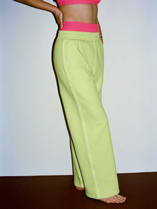 Pantalones Deportivos de Felpa de Algodón de Color Sólido Personalizados para Mujer, Cintura Alta, Sin Cordón, con Logotipo Bordado Personalizado - Product Image 5