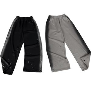 PRO ENTERPRISES Pantalon de survêtement pour homme, style urbain, coupe droite, jambe large, ample et oversize, délavé clair, taille haute élastique, en tissu épais - Product Image 3