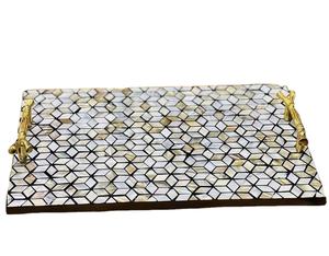 Meilleur prix Trendy Arabe Style Nacre Incrustation Rectangle Forme Plateau Vintage De Luxe Vadrouille Incrustation Plateau De Service Plateau À Chocolat - Product Image 1