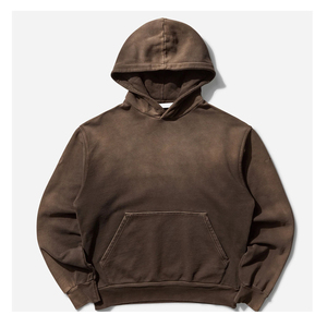 Sudadera con Capucha para Hombre, Color Marrón, Corte Regular, Color Sólido, Informal, de Algodón y Felpa, para Invierno, Bordada, Transpirable y Ecológica - Product Image 1