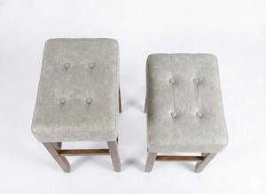 Ensemble de 2 tabourets de bar et de comptoir en cuir PU, ensemble de tabourets capitonnés en cuir PU, ensemble de tabourets rembourrés en PU avec structure en bois massif, hauteur bar et comptoir - Product Image 6