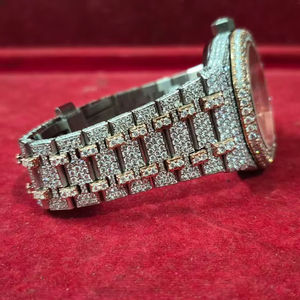 Montre de luxe en acier inoxydable de haute qualité avec moissanite, style hip-hop, entièrement sertie de diamants, pour homme, classique et tendance, étanche 30M - Product Image 1