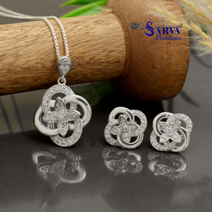 925 Sterling Silver Cubic Zirconia Necklace Earrings Jewelry Set Luxury Bridal Wedding <b>Gift</b> for Women Elegant - Product Image 1