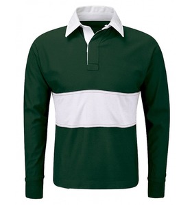Camiseta de Rugby de Manga Larga para Hombre con Logotipo Personalizado al por Mayor, Transpirable, con Rayas, Servicio OEM, Color Personalizado, Bloques de Color, Poliéster - Product Image 2