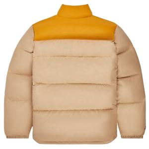 Unisex Color Blocking Fleece Puffer Jacket Mandarin Collar Windproof Casual Winter <b>Coat</b> Standard Fit 100% Polyester <b>Heated</b> Front - Product Image 1