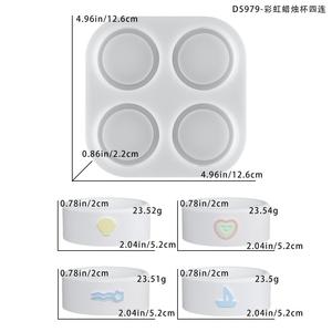 Rainbow Candle Cup Four Cylinder Candlestick Gypsum <b>Resin</b> Candle <b>Silicone</b> <b>Mold</b> - Product Image 6
