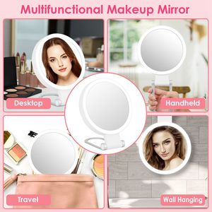 Specchio da Trucco LED Ricaricabile da Viaggio, Bifacciale 20X/1X con Luminosità Regolabile, 3 Colori - Specchio Ingranditore con Luce - Product Image 4