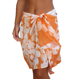 Floral Printed Customized Color Polynesian Style Beach Pareo for Women Versatile Sarong Wrap <b>Skirt</b> Cover-Up Adjustable Tie Waist - Product Image 5