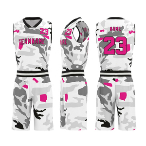 Meilleur nouveau design, maillot de basket-ball réversible pour adultes, imprimé camouflage, 100% polyester, personnalisé, respirant, taille plus, uniforme d'équipe - Product Image 4