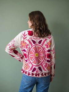 <b>Women</b>’s Floral Embroidered <b>Jacket</b> with Artistic Pattern and Stand Collar - Product Image 4
