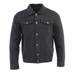 Chaqueta de Mezclilla Azul Oscuro para Hombre con Cierre de Botones y Bolsillos en el Pecho, Estilo Casual, Cuello Camisero, Corte Regular, para Otoño, OEM - Product Image 1