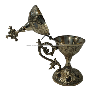 Quemador de Incienso de Latón Hecho a Mano para Iglesia, Oración, Meditación, Aromaterapia, Taza Decorativa de Resina para Carbón - Product Image 5