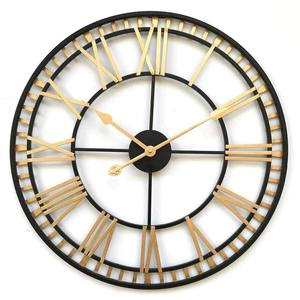 Oversized Copper Finish Metal Wall <b>Clock</b> with Classic Roman Style Layout for Luxury Living Room and <b>Vintage</b> Inspired Wall Decor - Product Image 5