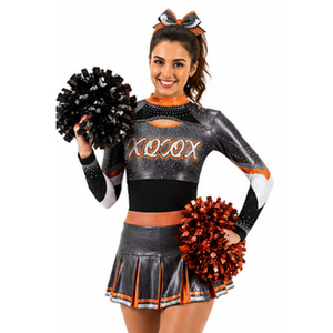 Uniforme de Animadoras Personalizado Sublimado, Brillante, Metálico, Cuello Alto, Conjunto de Uniforme de Animadoras para Mujeres Adultas, Poliéster Brillante - Product Image 5