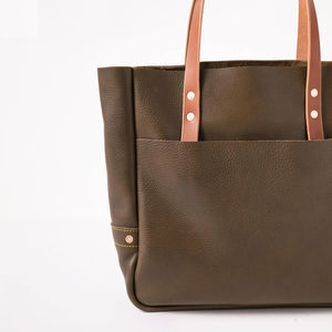 Bolsos de Mano de Cuero Genuino para Mujer, a la Moda, de Diseño Vintage, con Dos Correas, para Invierno, del Mejor Fabricante de Suministros OEM - Product Image 5