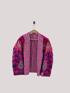Chaqueta de Terciopelo Bordada a Mano con Cuello Mandarín, Manga Larga, Estampado Floral, Estilo Prairie Chic Otoñal, Talla Grande para Mujer - Product Image 2