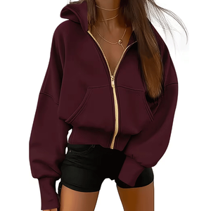 Sweat-shirt à capuche pour femme de qualité supérieure, respirant, à fermeture éclair sur le devant, imprimé sur mesure, manches longues, streetwear décontracté d'hiver - Product Image 1