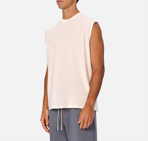 Débardeur tricoté sans manches pour homme, col rond, coupe classique, couleur unie, style décontracté, blanc, prix de gros, coupe décontractée, T-shirt pour homme - Product Image 3