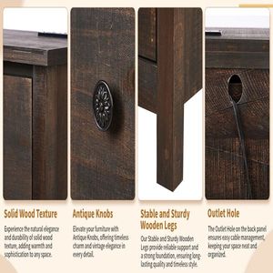 Comodino in Legno Impiallacciato 66*45*68cm con Tre Cassetti, Cassettiera in MDF Marrone - Product Image 3