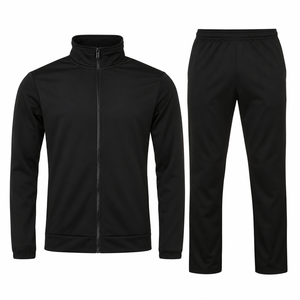 Ensemble de survêtement pour homme avec veste athlétique unie à col montant zippé et pantalon de survêtement à jambe droite, 2 pièces, vente en gros - Product Image 4