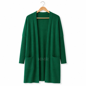 Cardigans d'hiver pour femmes HMR Sisterhood Sorority en acrylique surdimensionnés, mi-longs, tricotés, col en V, manches longues, coupe ample - Product Image 5