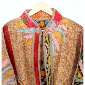 Wholesale 100% Cotton Designer <b>Kantha</b> <b>Jacket</b> MultiColor Ethnic Style Embroidery with open closure Handmade Vintage <b>kantha</b> <b>jacket</b> - Product Image 2