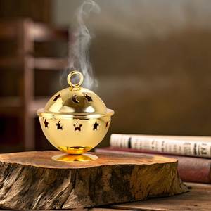 Brûleur d'encens élégant en métal fait main avec récupérateur de cendres, idéal pour l'aromathérapie, le yoga et une ambiance relaxante - Product Image 3