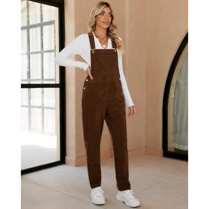 2025 <b>Women's</b> Fashion Corduroy Jumpsuit Adjustable Straps Bib <b>Overall</b> with Pocket Tapered Leg and 90s Style <b>for</b> Party Y2K - Product Image 4