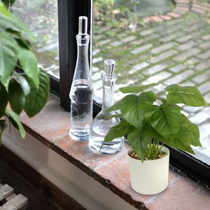 Mainstays 10-inch X 4-inch Artificial Philodendron Leaf Plant 3-pack in White Pot Green Indoor Use - Product Image 4