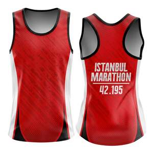 Wholesale Price Custom Team Logo Sublimated Marathon Running Singlets <b>Stretch</b> Breathable Mesh Sleeveless Sports Jersey Men's - Product Image 1