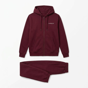 Hawk Eye Sports <b>Men's</b> Slim Fabric Fleece 300g Winter <b>Pullover</b> Hoodie Full-Length Button-Up Tracksuit Set Breathable - Product Image 3
