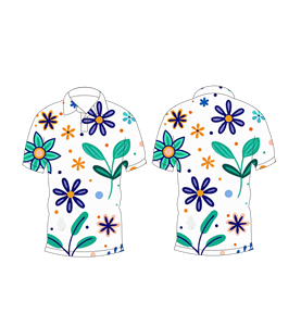 Camisa Polo Personalizada para Hombre, con Estampado Floral Azul, Manga Corta, Casual, Transpirable, de Verano, para Golf - Product Image 6
