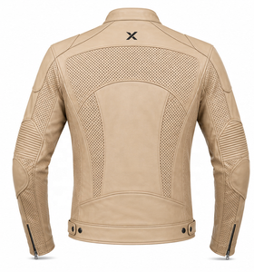 Chaqueta de Motocicleta de Cuero Perforado para Verano |   Negro Beige Oliva |   Fabricante OEM ODM |   Diseño de Calidad Premium |   Transpirable | - Product Image 3