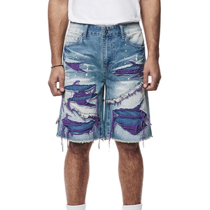High Quality Summer Denim Shorts for <b>Men</b> Solid Color Casual Jeans Breathable Knitted Weave New Wholesale Rate Product - Product Image 1