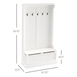 Appendiabiti 3-in-1 bianco per soggiorno con panca contenitore - Arredamento per la casa - Product Image 3