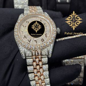 นาฬิกาเพชรหรูสำหรับผู้หญิง Pahal Jewels ตัวเรือนสแตนเลสขนาด 40 มม. ระบบอนาล็อก ควอตซ์ คริสตัลแซฟไฟร์ สายขนาด 20 มม. พร้อมหน้าปัดแสดงวันที่ แบบพับได้ - Product Image 3
