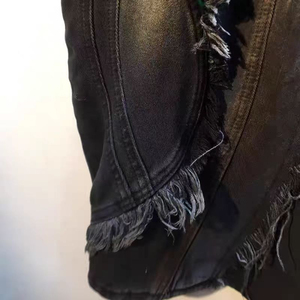 Pantalones Cargo de Mezclilla Negros, Transpirables, de Corte Holgado, con Bolsillos con Cremallera y Bordes Deshilachados, Estilo Urbano, Jeans para Hombre - Product Image 2