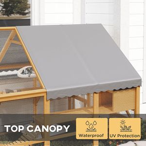 Grand enclos pour chat en bois avec couverture imperméable, 2 condos et 6 plateformes, ponts et portes pour chats géants, jaune - Product Image 6