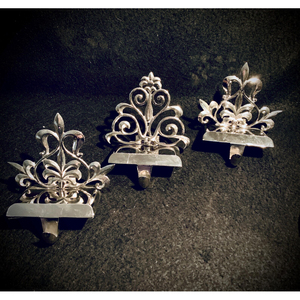 Floral Design Metal <b>Stocking</b> <b>Holder</b> Silver Color Shiny Polished Handcrafted Tabletop Christmas Ornaments Hook Home Decor Supply - Product Image 6