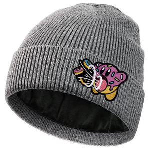 Unisex Ribbed <b>Knit</b> Beanie Hat Solid Color Winter Warm Cap Casual Style <b>for</b> Adult Head Circumference Character Embroidery - Product Image 1