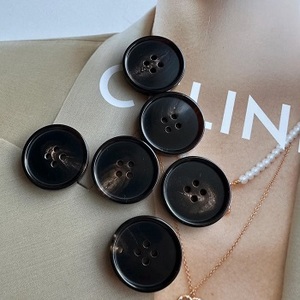 Boutons en corne de buffle naturelle faits à la main, écologiques, couleur marron, CC-2148, artisanat Crescent, dos plat, F S INTERNATIONAL - Product Image 2