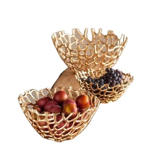 Wholesale Eco-Friendly Polished Aluminium Handmade Fruit Serving Decorative Customized Gold Tabletop Luxury Party Wedding Bowls - Product Image 1