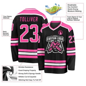 Customizable Team Heat-Transfer Printed 100% Polyester Quick Dry Anti-Bacterial Breathable Long Sleeve Ice Hockey Jersey - Product Image 3