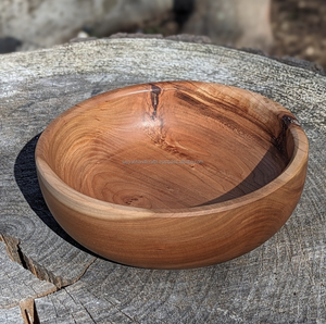 Elegante ensaladera de madera con tenedor y cuchara para servir para mezclar y servir Tazón para servir de madera de acacia DE LA India - Product Image 3